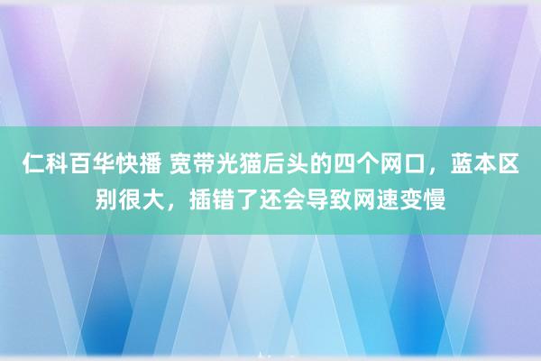 仁科百华快播 宽带光猫后头的四个网口，蓝本区别很大，插错了还会导致网速变慢