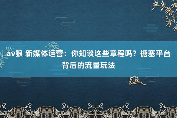 av狼 新媒体运营：你知谈这些章程吗？搪塞平台背后的流量玩法