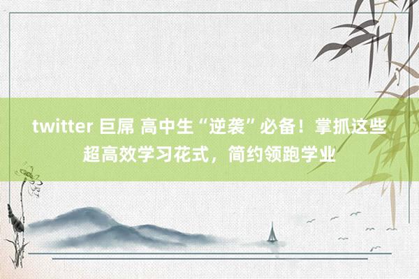 twitter 巨屌 高中生“逆袭”必备！掌抓这些超高效学习花式，简约领跑学业