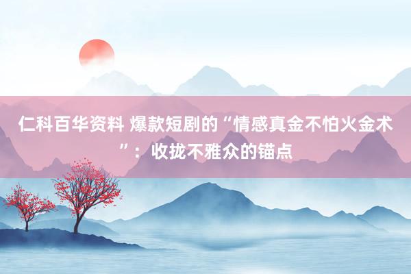 仁科百华资料 爆款短剧的“情感真金不怕火金术”：收拢不雅众的锚点